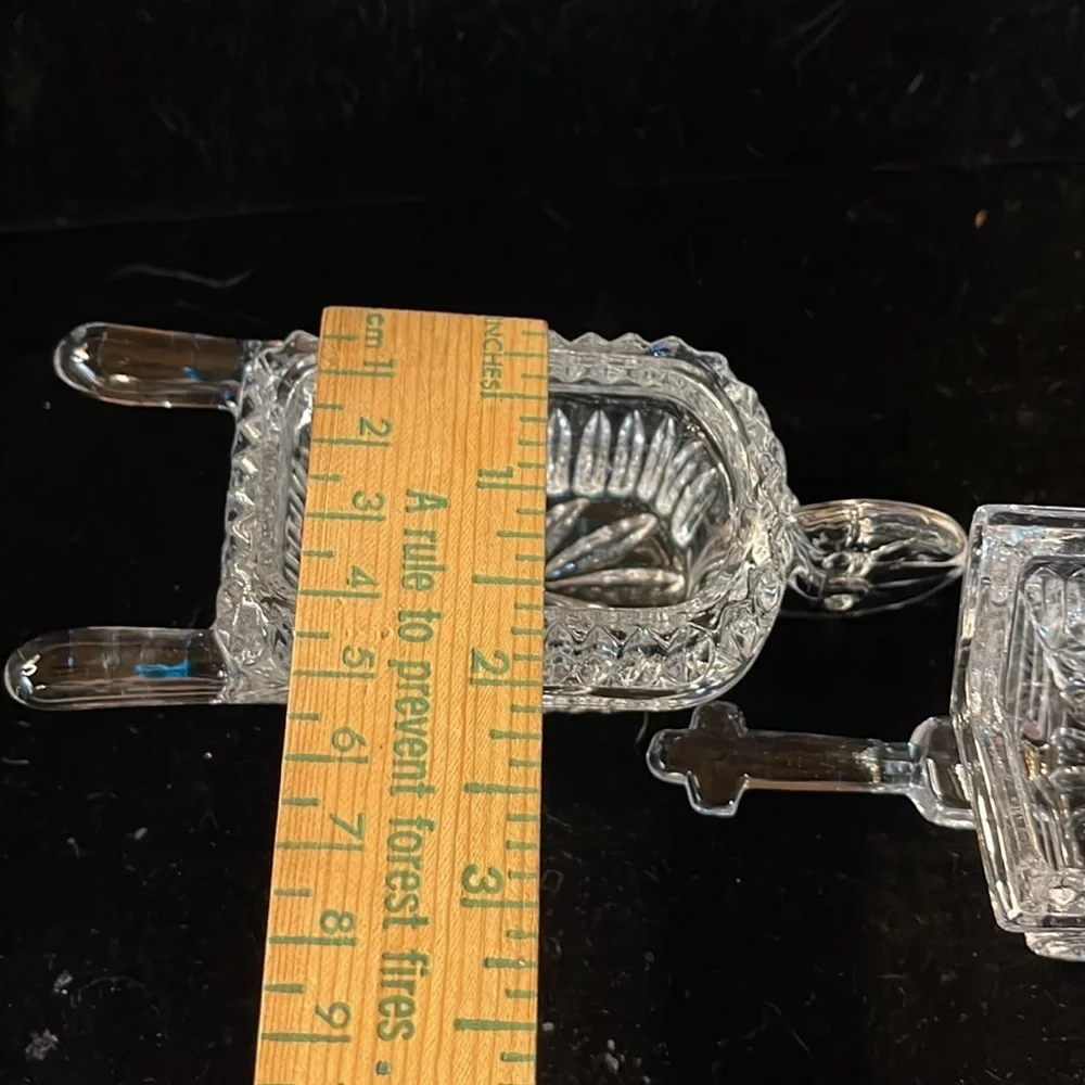 Lead Crystal Wheelbarrow & Hand Cart/Goat Cart Great for storing Sweetener Pkts